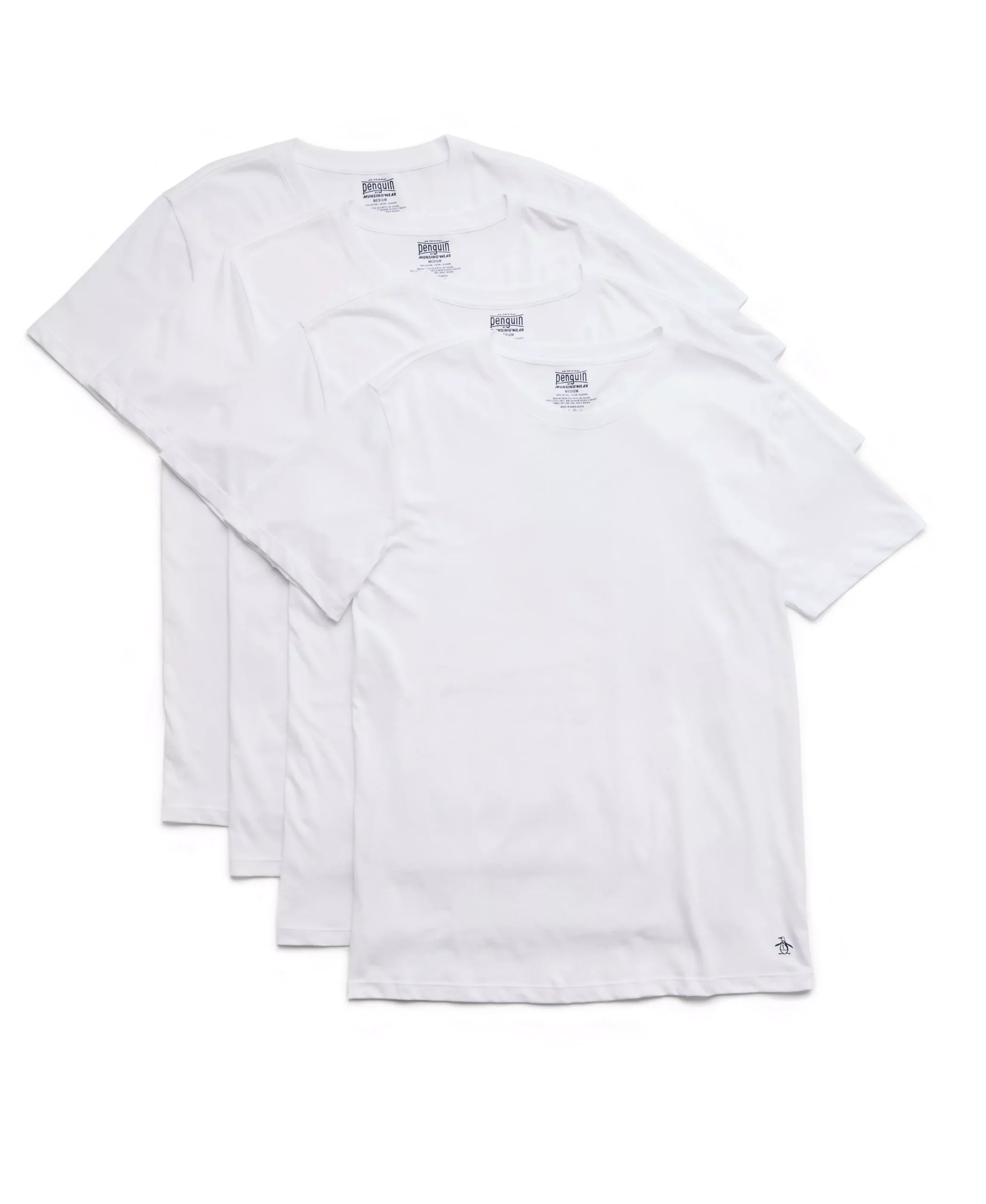 4 Pack White Crew Tees