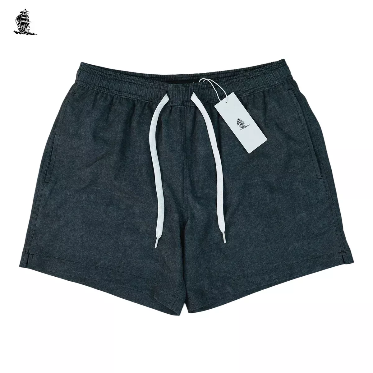 5.5 Inch Inseam Black Swim Trunks