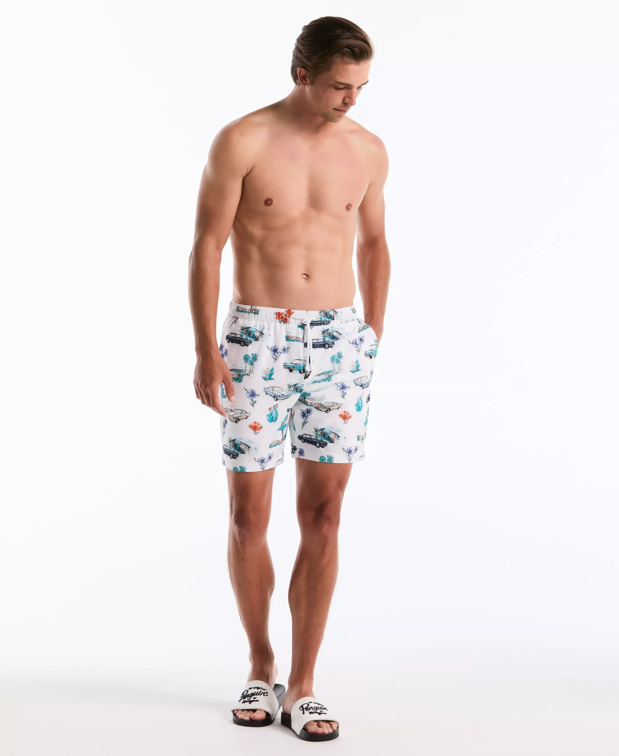 7" Car Print Novelty Swim Short