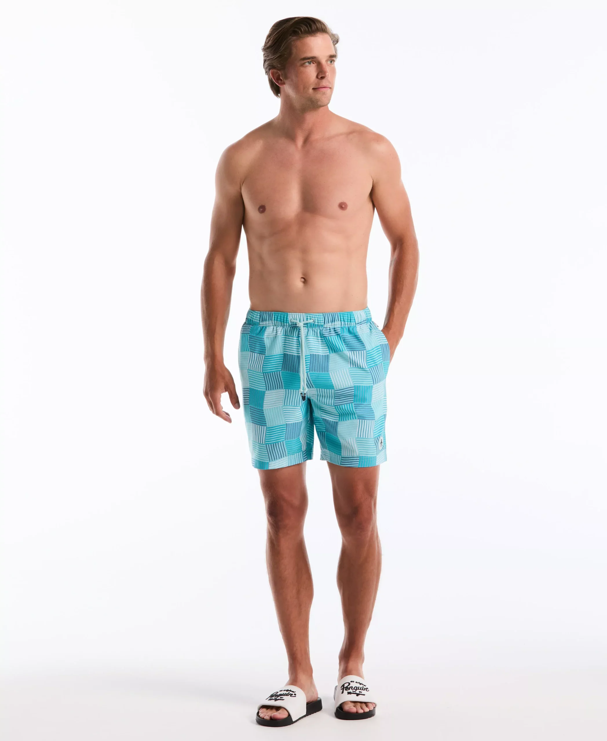7" Wavy Tile Print Swim Short