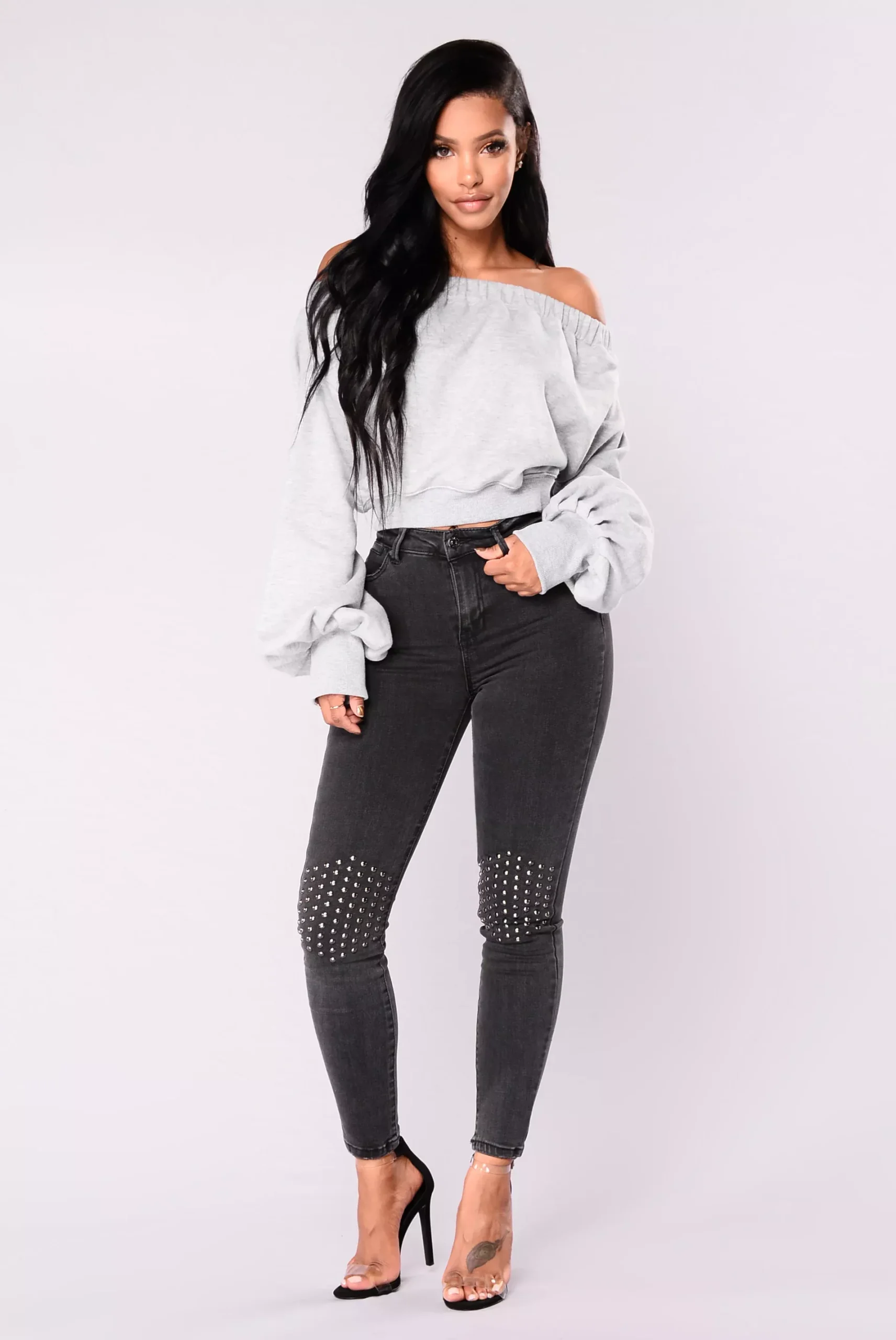 Adaline Studded Jeans - Black