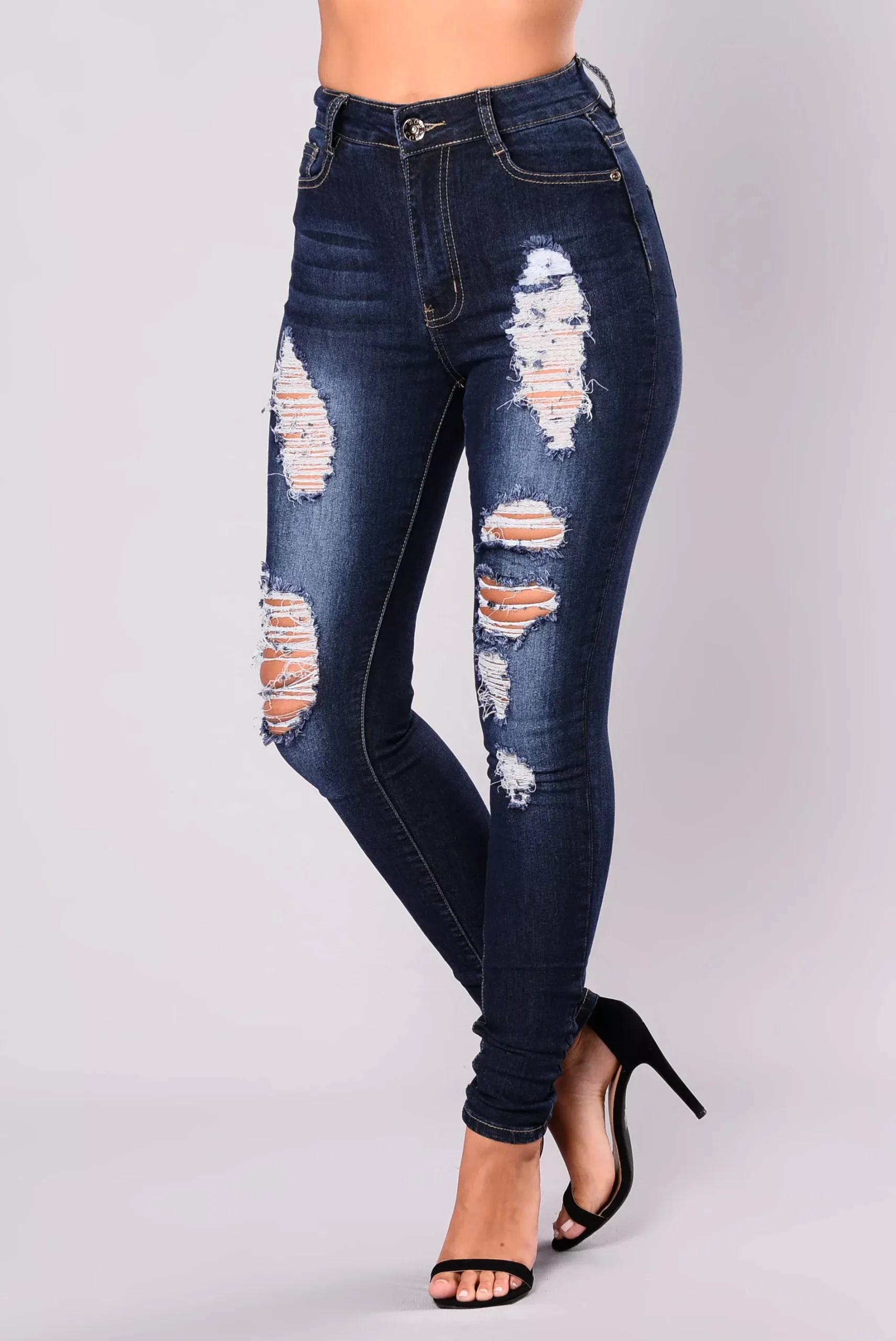 Adrial Distressed Jeans - Dark Denim