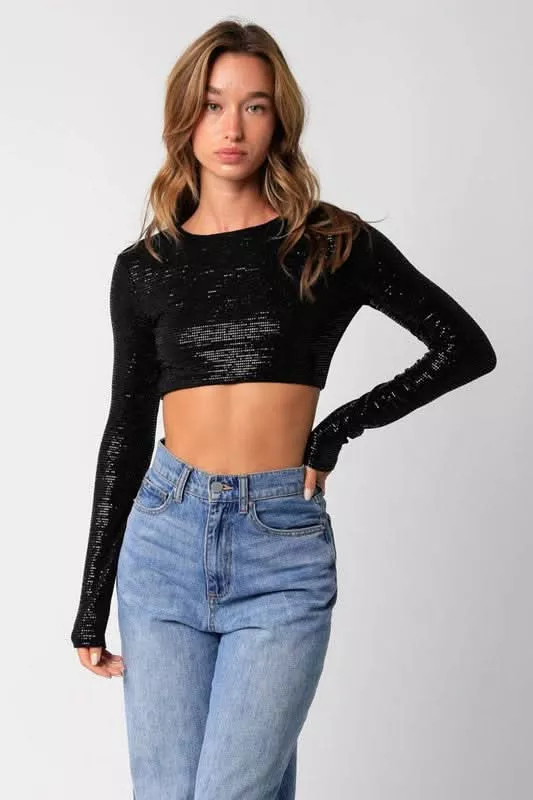 After Party Black Lurex Crop Top | Boho Pink