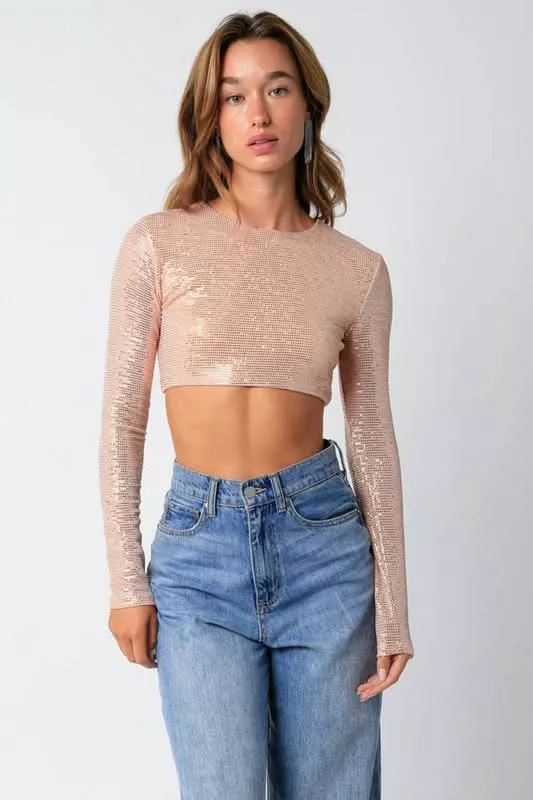 After Party Blush Lurex Crop Top | Boho Pink