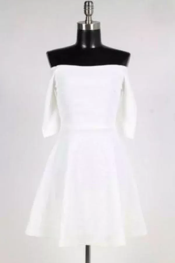 All Of My Honesty White Off-The-Shoulder Skater Dress | Boho Pink