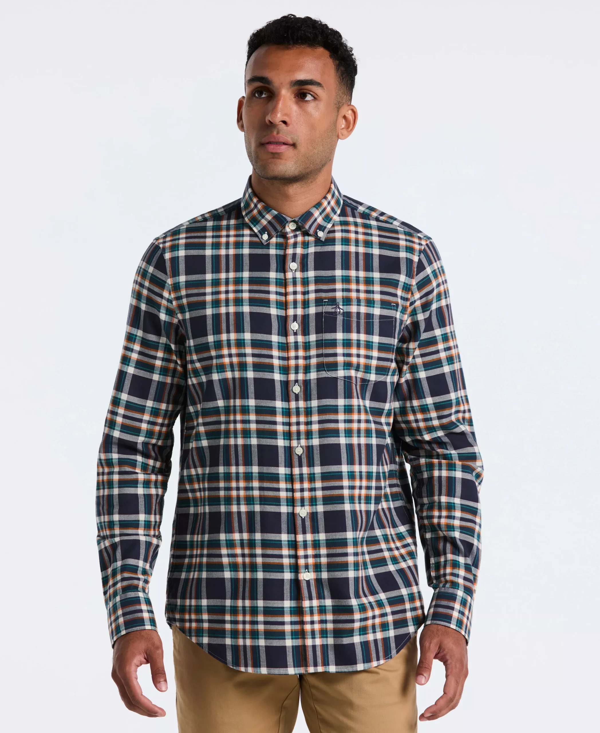 All-Over Plaid Button-Down Shirt