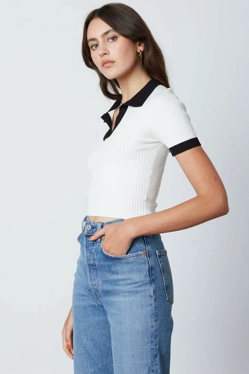 All The Preppy Vibes White Pollo Top | Boho Pink