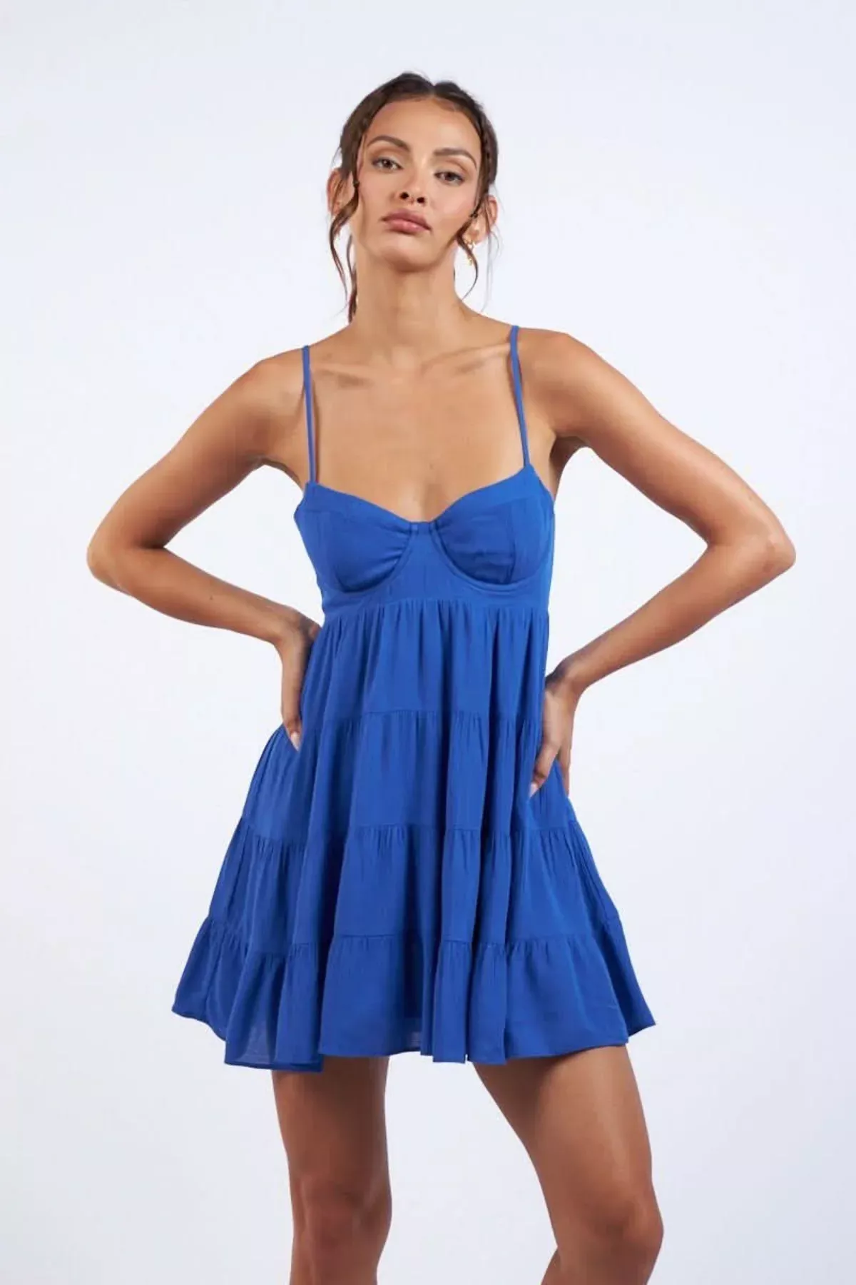 Allie Persian Blue Babydoll Mini Dress | Boho Pink