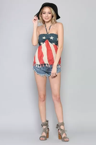 American Flag Halter Top