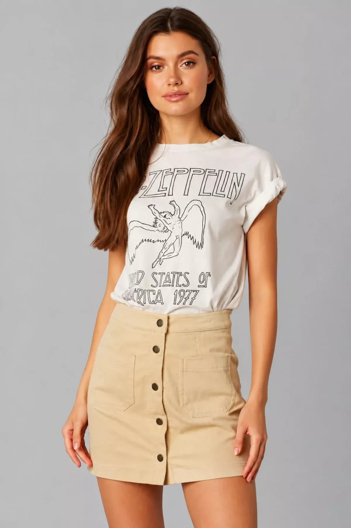 Amy Tan Corduroy Button-Up Mini Skirt | Boho Pink