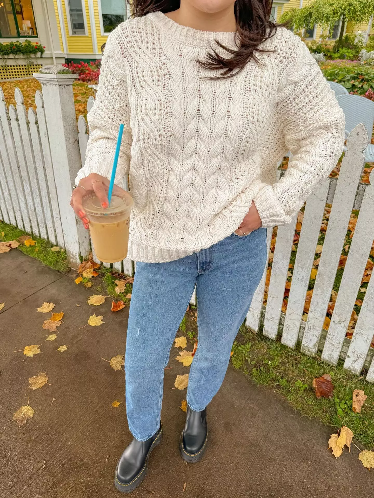 Anastasia Ivory Cable Knit Sweater | Boho Pink
