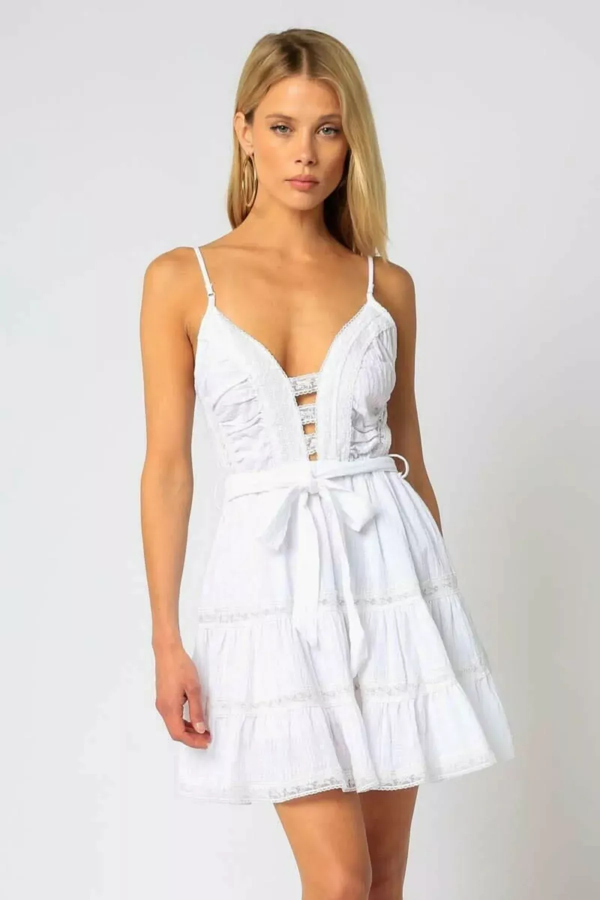 Annalise White Lace Trim Dress | Boho Pink
