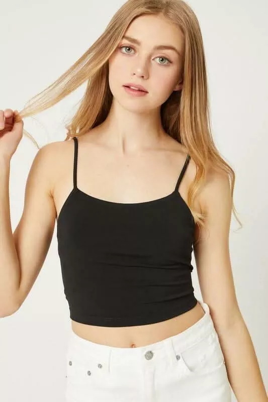 Antonia Black Backless Cami Crop Top | Boho Pink