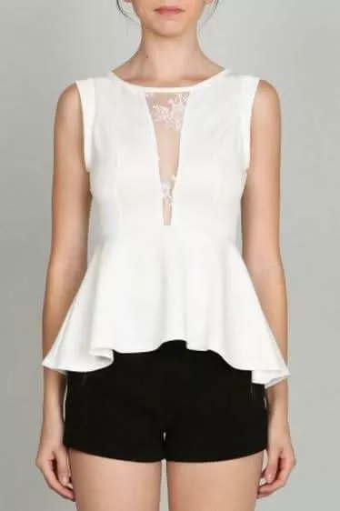 Ark & Co Love Lace Off White Peplum Top | Boho Pink