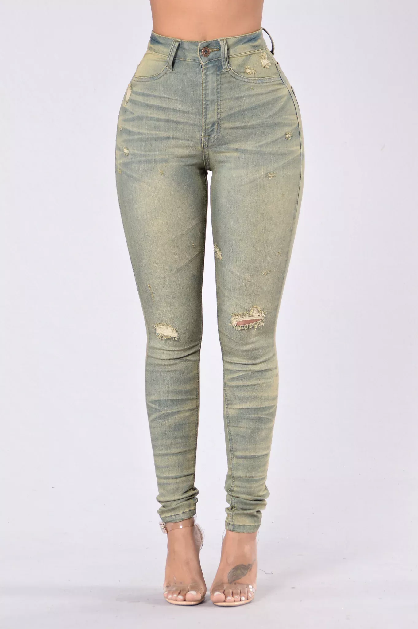 Athena Double Wash Jeans - Olive