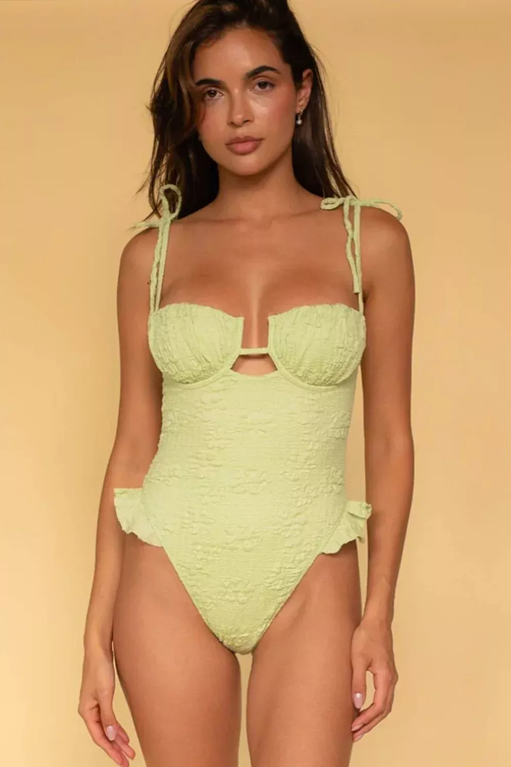 Avo Floral Petal Ruffle One-Piece