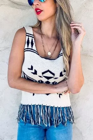 Aztec Printed Knit Tank Top