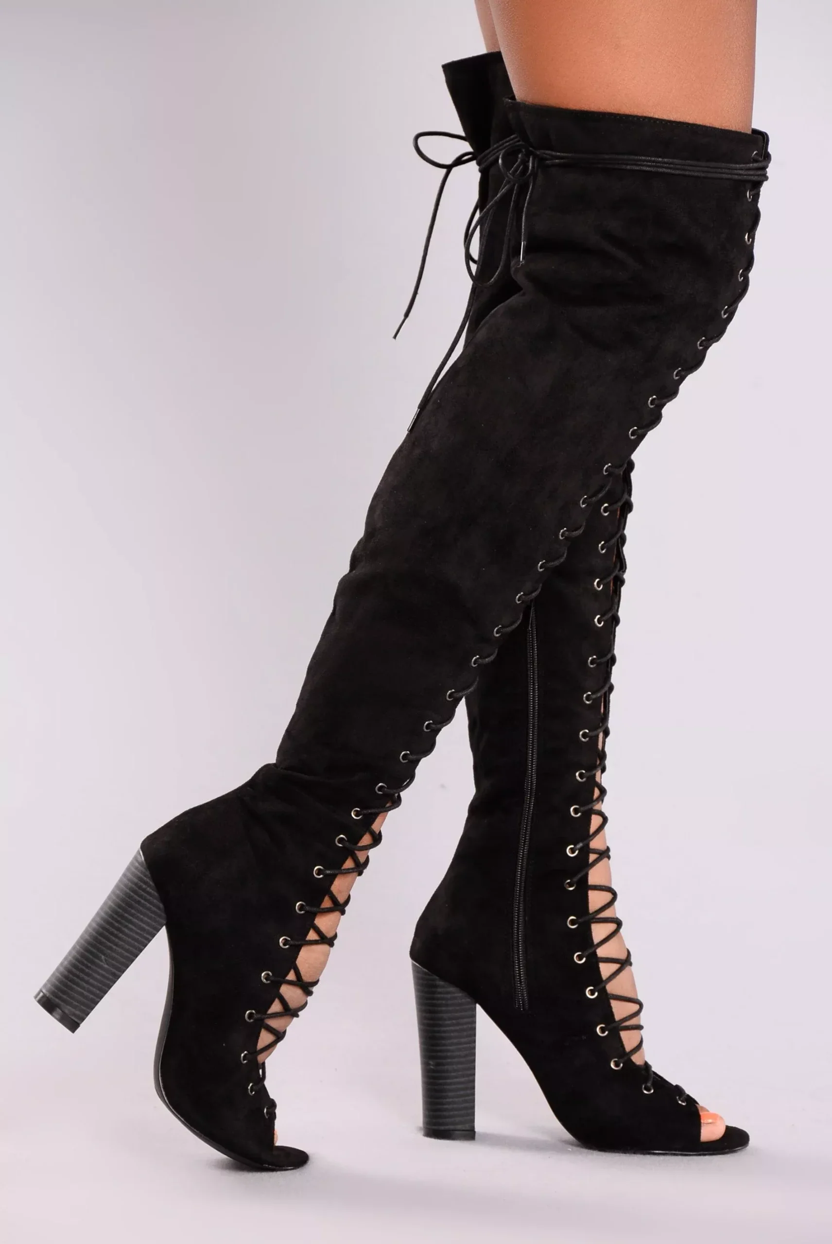 Barbie Lace Up Heel Boot - Black