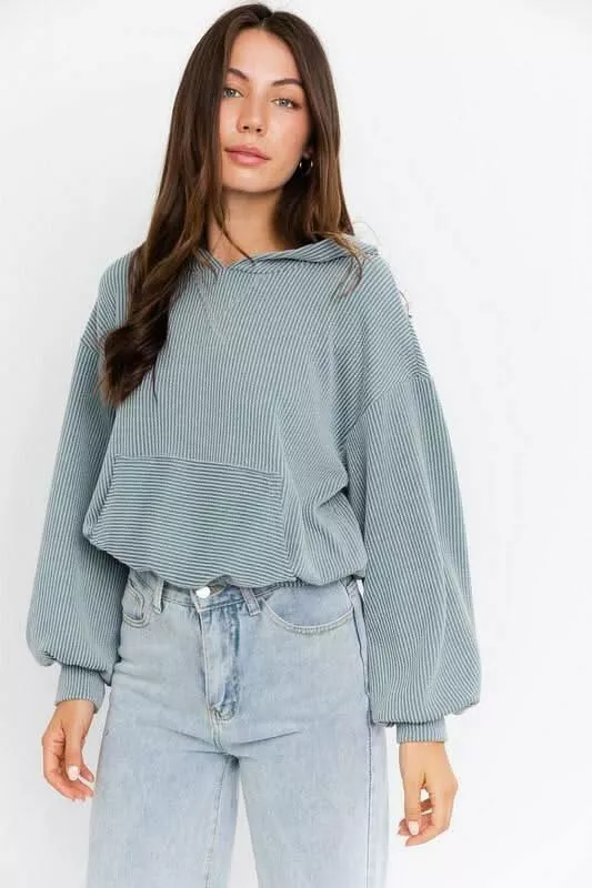 Basic Mode Dusty Blue Hoodie | Boho Pink