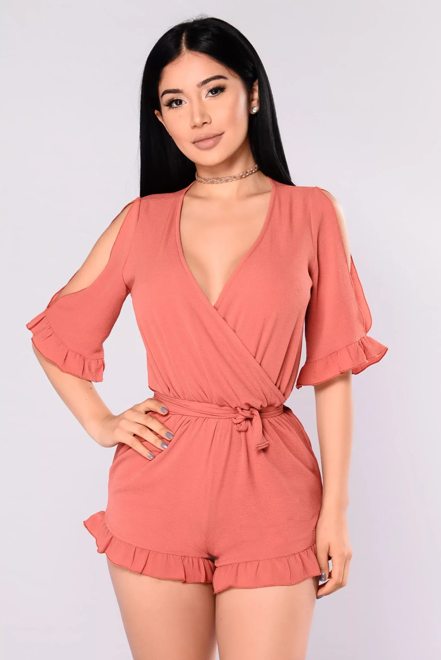Be Patient Romper - Marsala