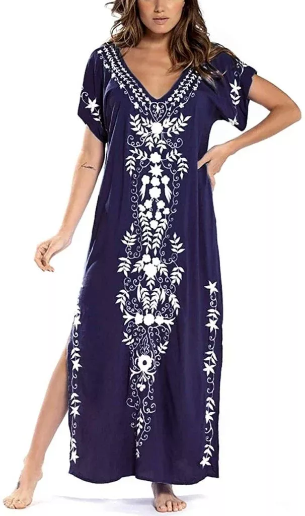 Beach Pattern Kaftan Cover Up Dress