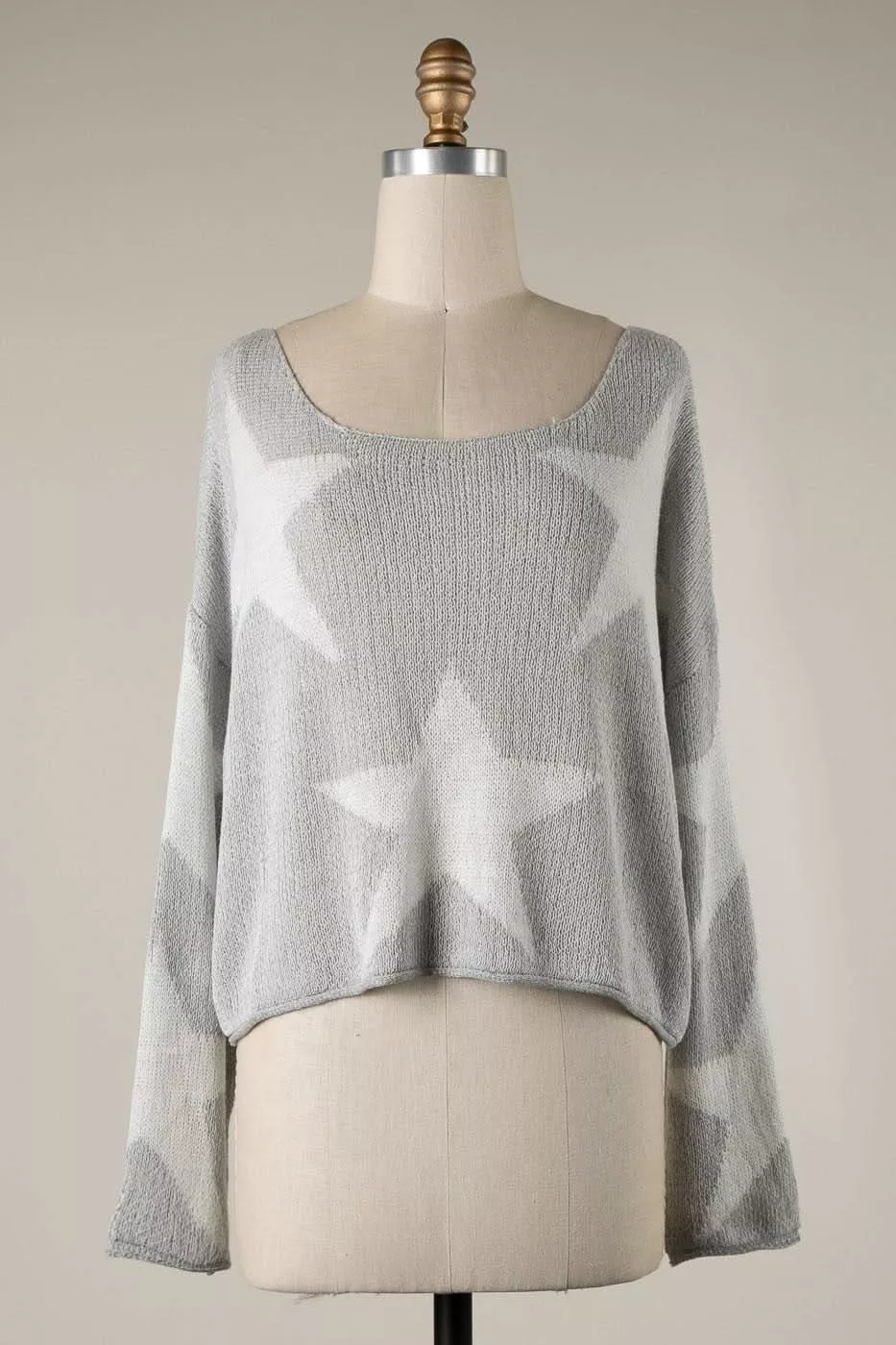 Beatrice Grey Star Print Slouchy Sweater | Boho Pink