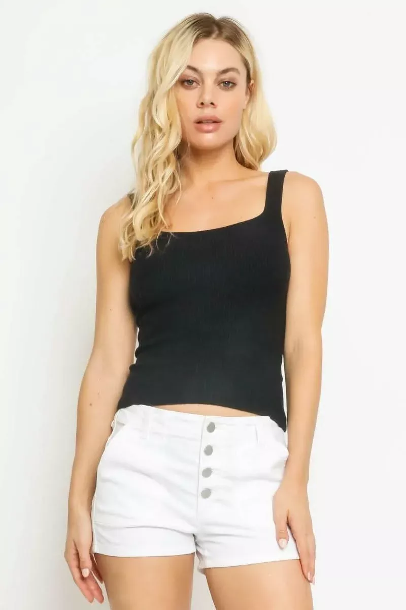 Becca Black Ribbed Tank Top | Boho Pink