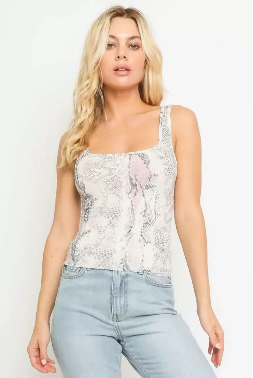 Becca Blush Snake Print Tank Top | Boho Pink