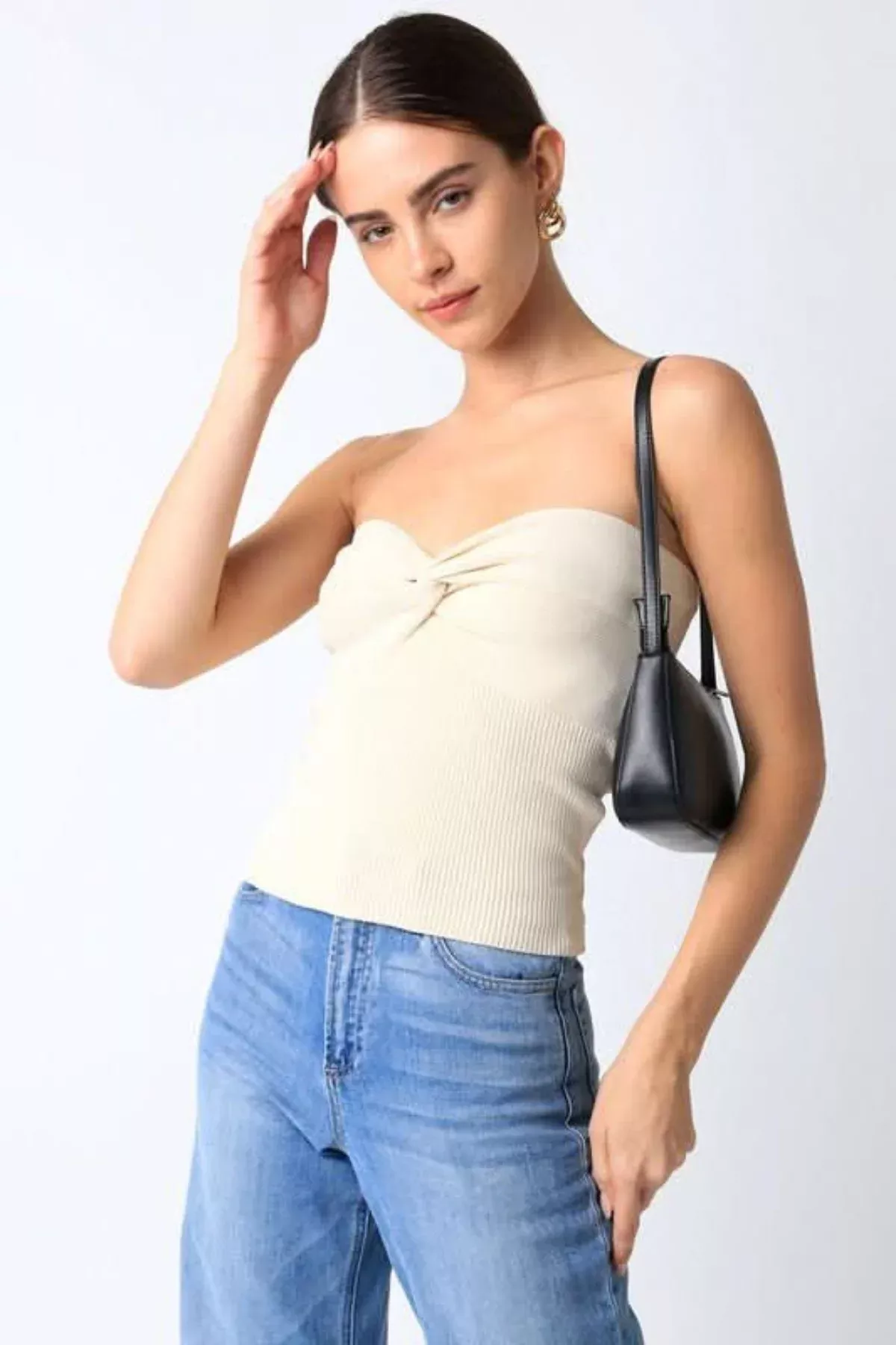 Becca Cream Twist Knot Tube Top | Boho Pink