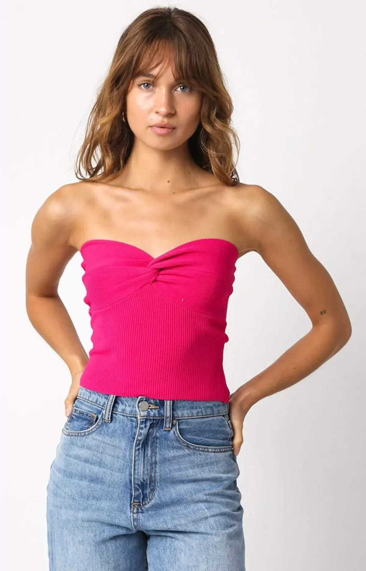 Becca Fuchsia Twist Knot Tube Top | Boho Pink