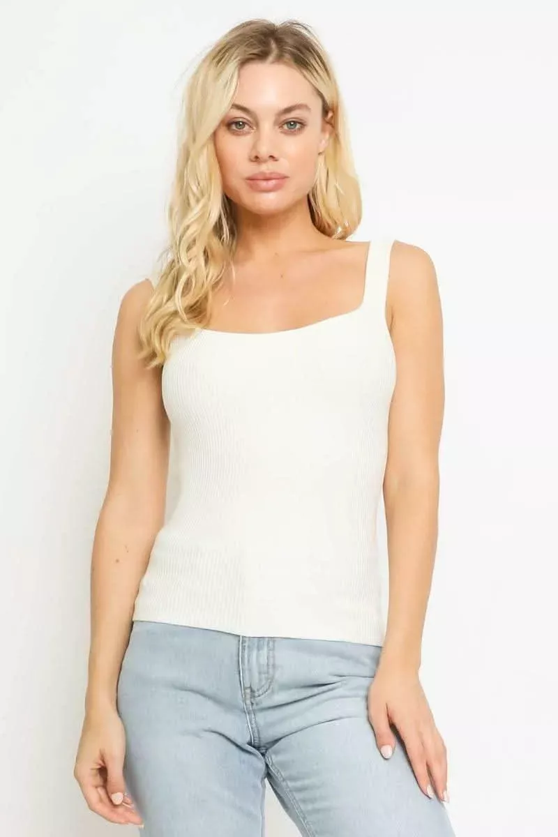 Becca Ivory Ribbed Tank Top | Boho Pink