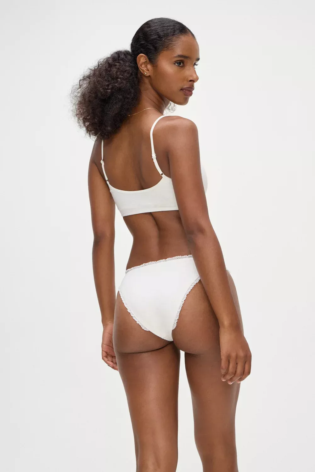 Beck High Waisted Bikini Bottom - White