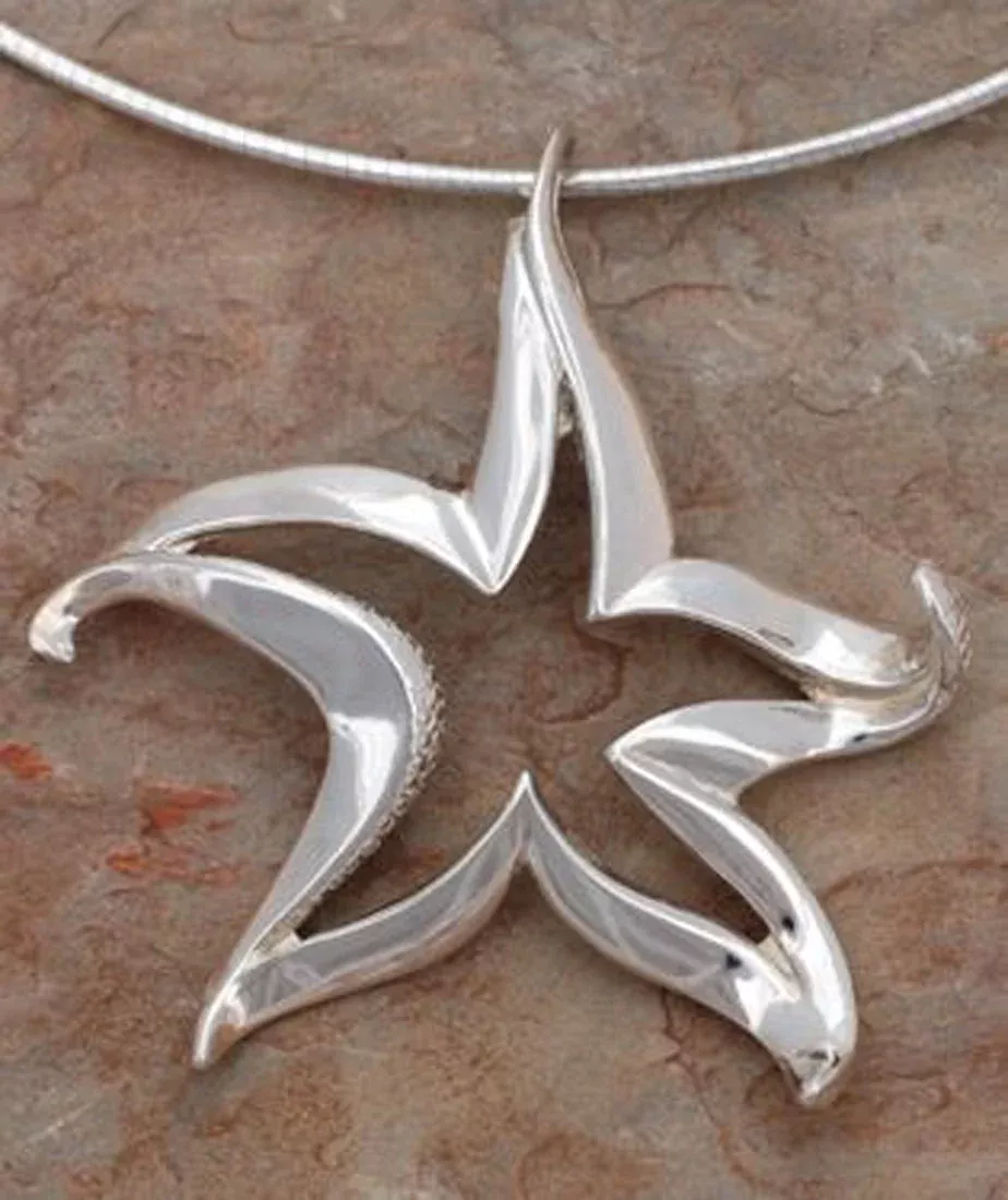 Big Blue Aquatic Seaplicity Starfish Large Silver Pendant o