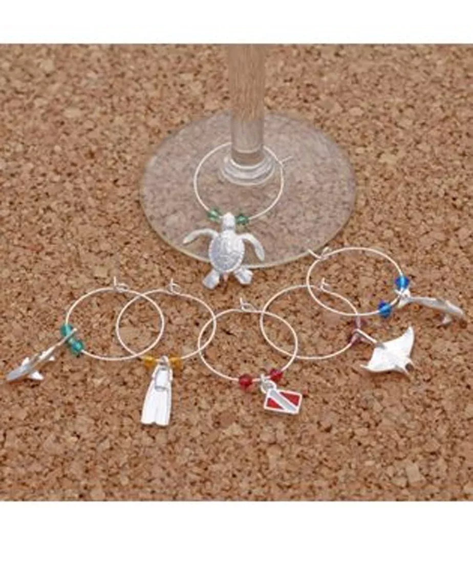 Big Blue Aquatics Diver Edition Sterling Wine Charms Glass M