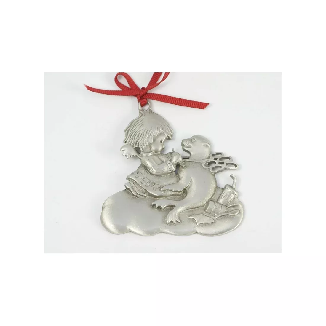 Big Blue Pewter Ocean Angel Christmas Tree Ornament Pollutio
