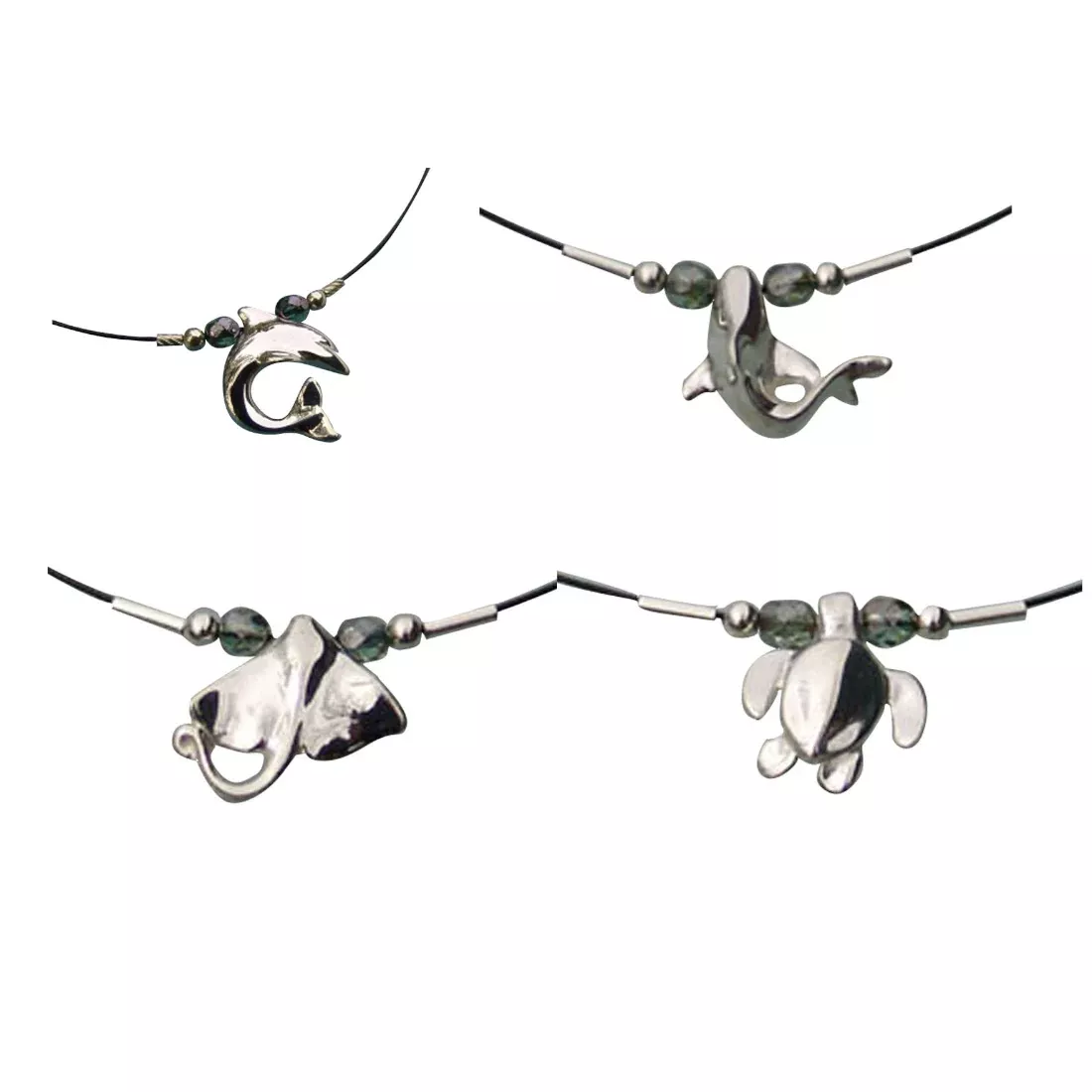 Big Blue Sculptural Sterling Silver Ocean Themes Pendants Fi