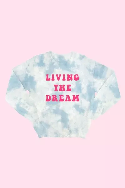 Blue Cotton Candy "Living The Dream"Tie-Dye Sweatshirt