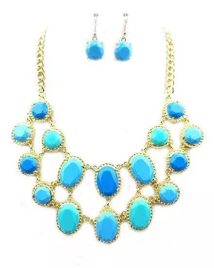 Blue Skies Layered Stone Necklace Set