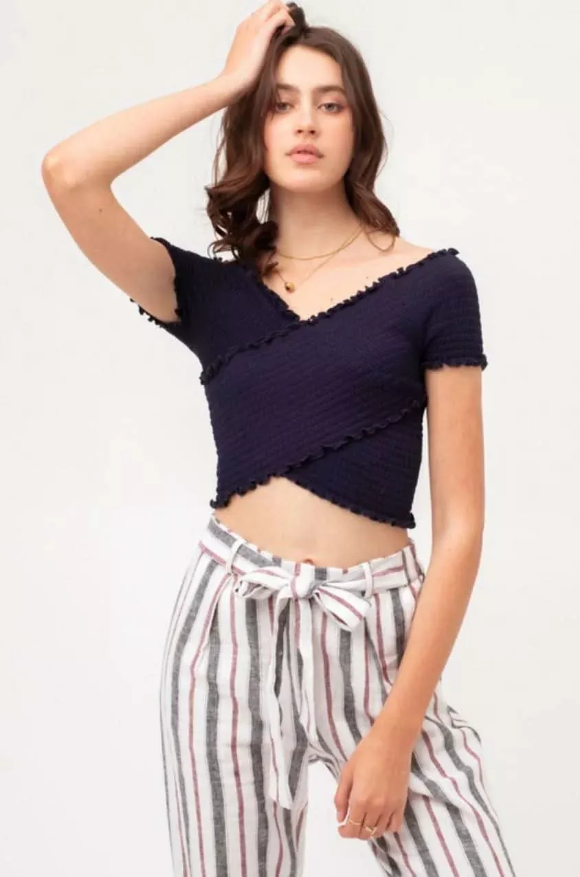 Boardwalk Black Smocked Crop Top | Boho Pink