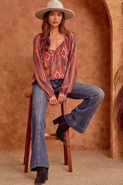 Bohemian Aztec Print Long Sleeve