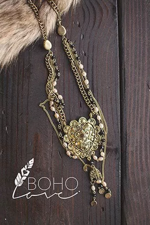 Bohemian Black/White Plate Necklace