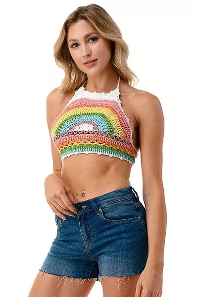BoHo Rainbow Crochet Halter
