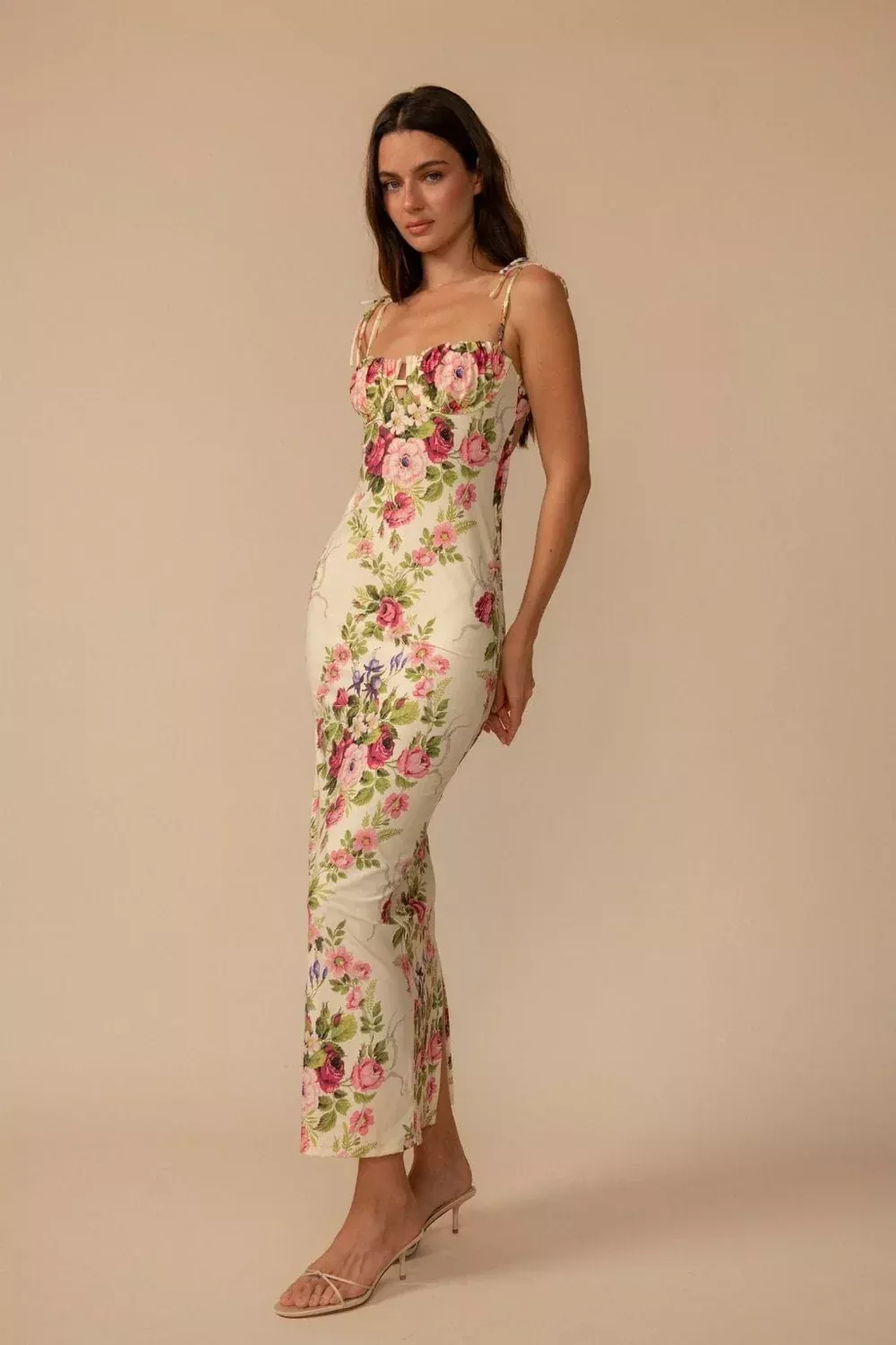 Bouquet Petal Long Slip Dress