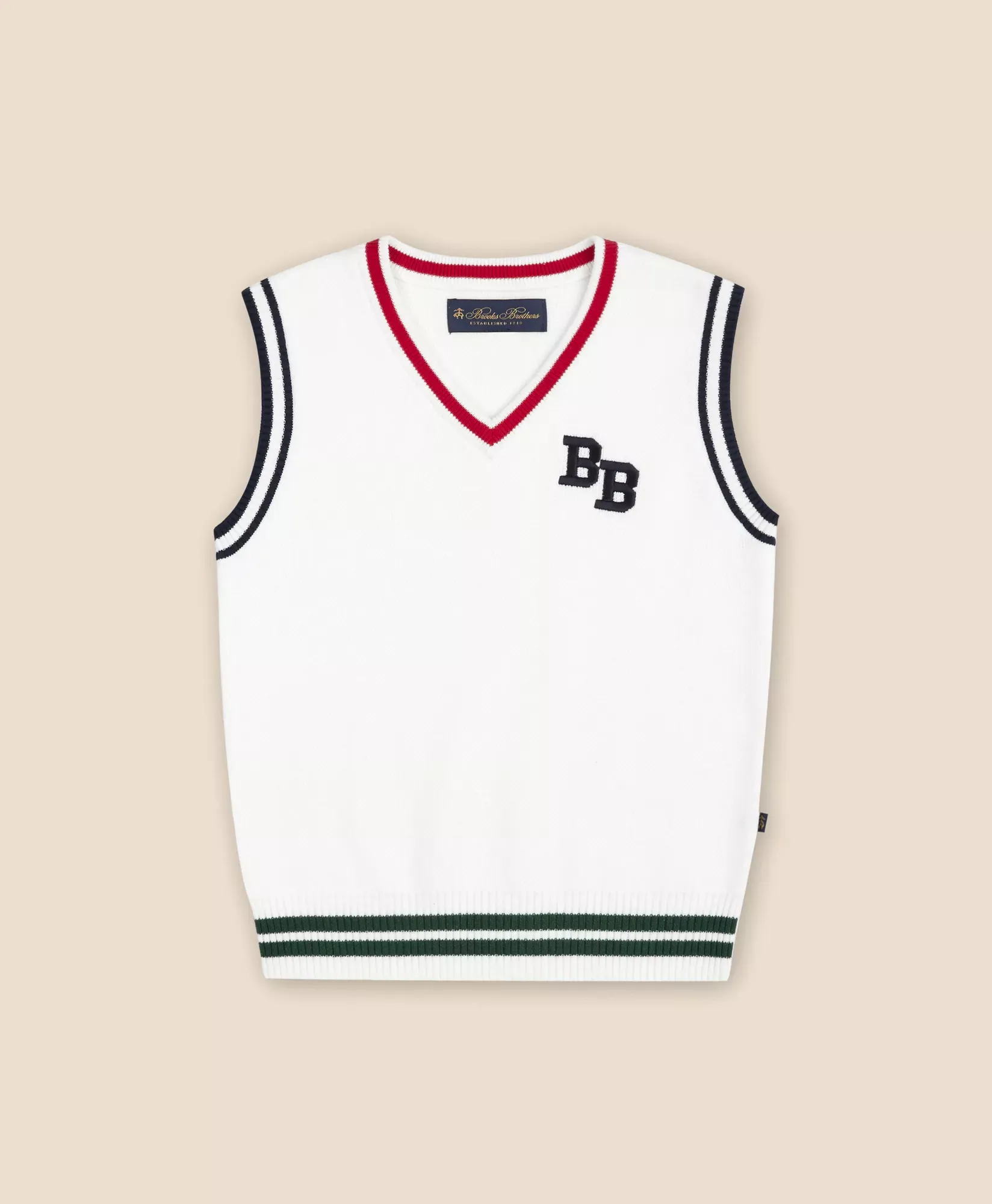 Boys Cotton Jacquard Varsity Sweater Vest