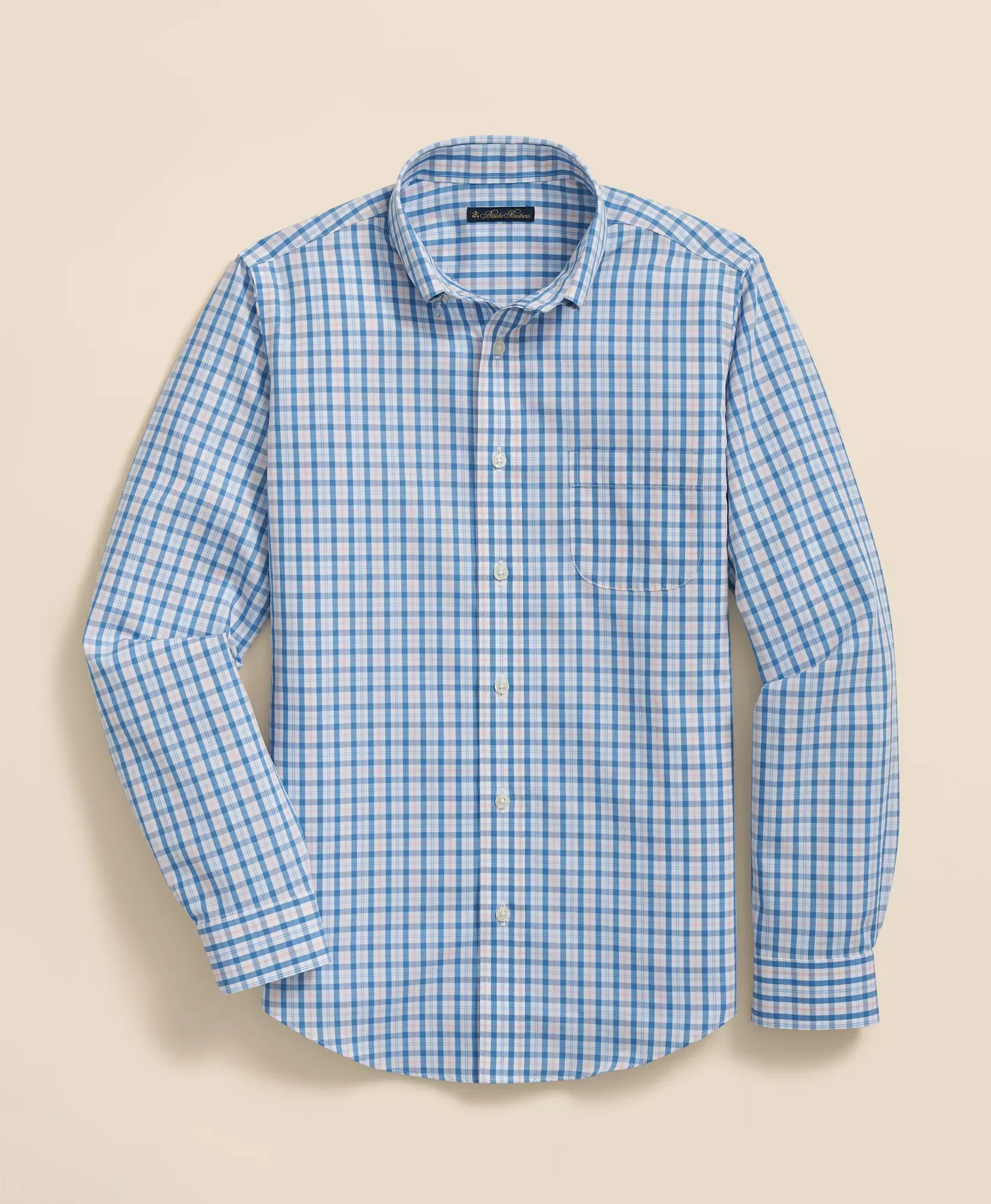 Boys Non-Iron Broadcloth Polo Button-Down Collar Check Sport Shirt