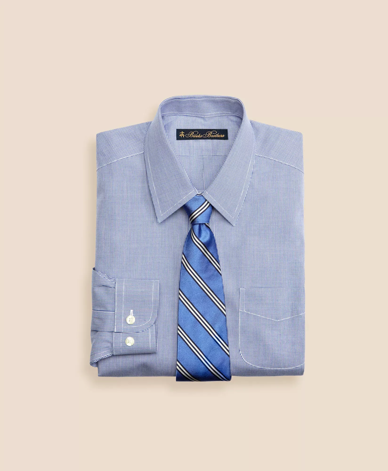 Boys Non-Iron Supima Cotton Broadcloth Houndstooth Dress Shirt