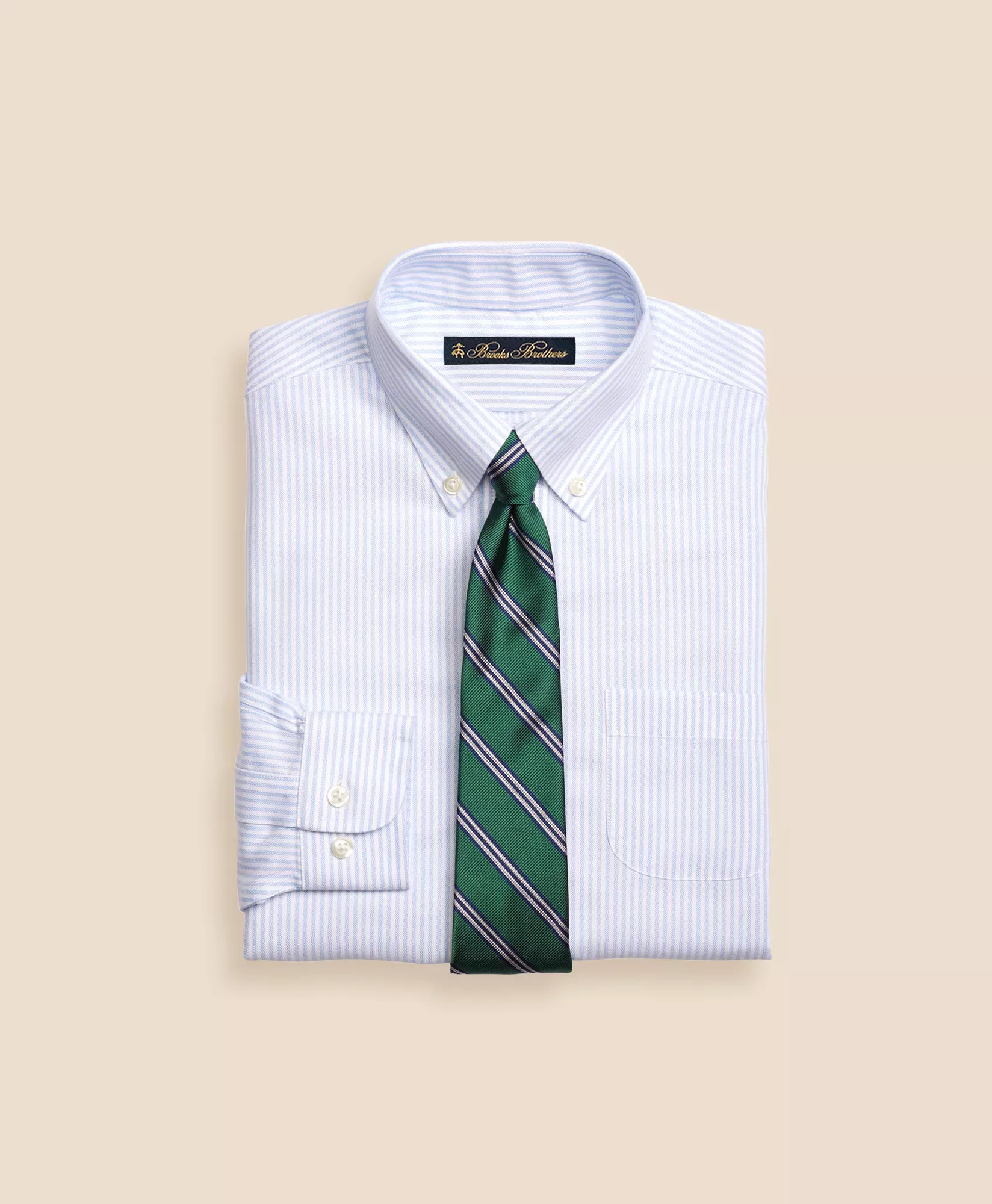 Boys Non-Iron Supima Cotton Oxford Stripe Dress Shirt