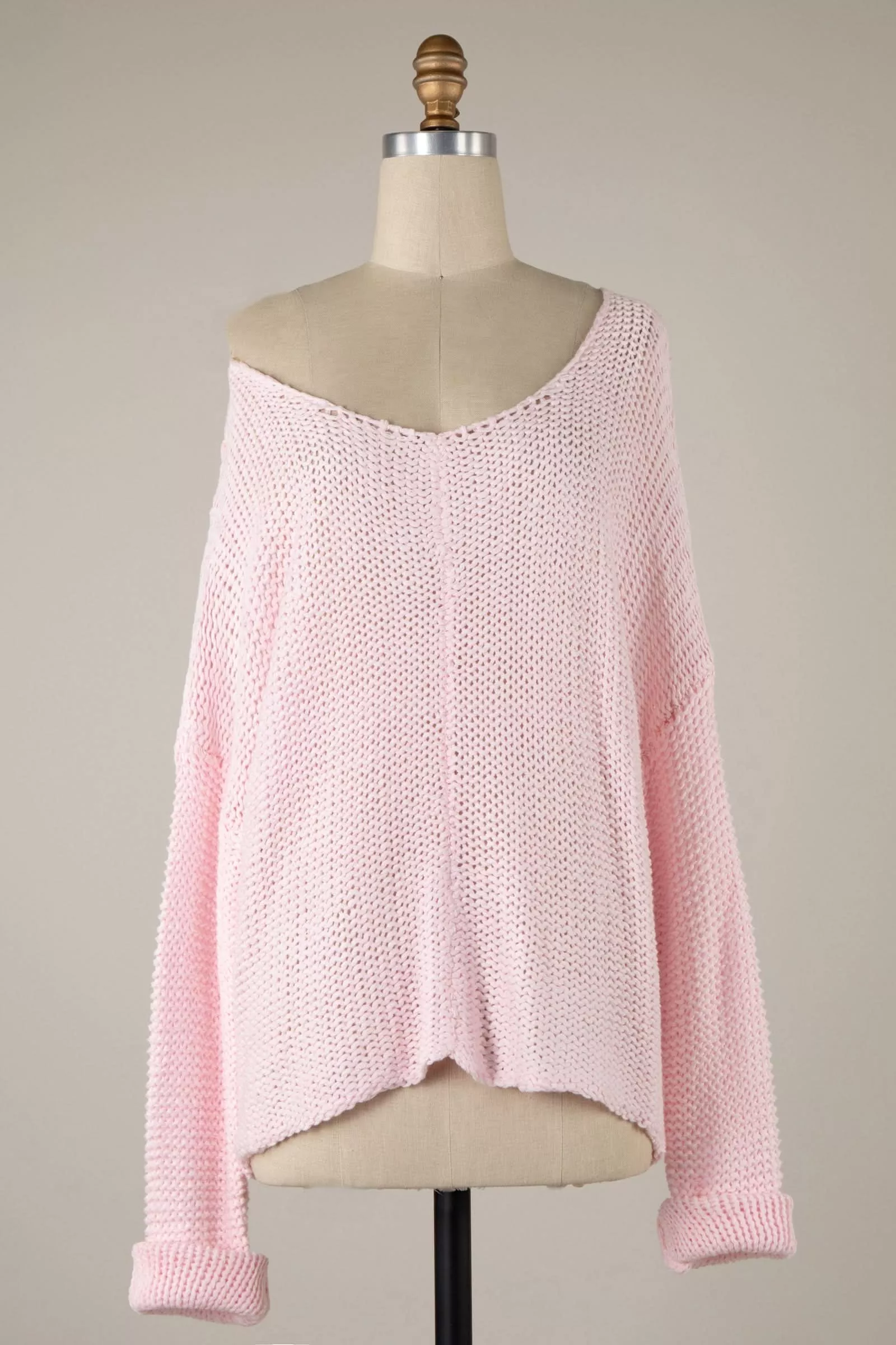 Bradford Baby Pink Oversized Sweater | Boho Pink