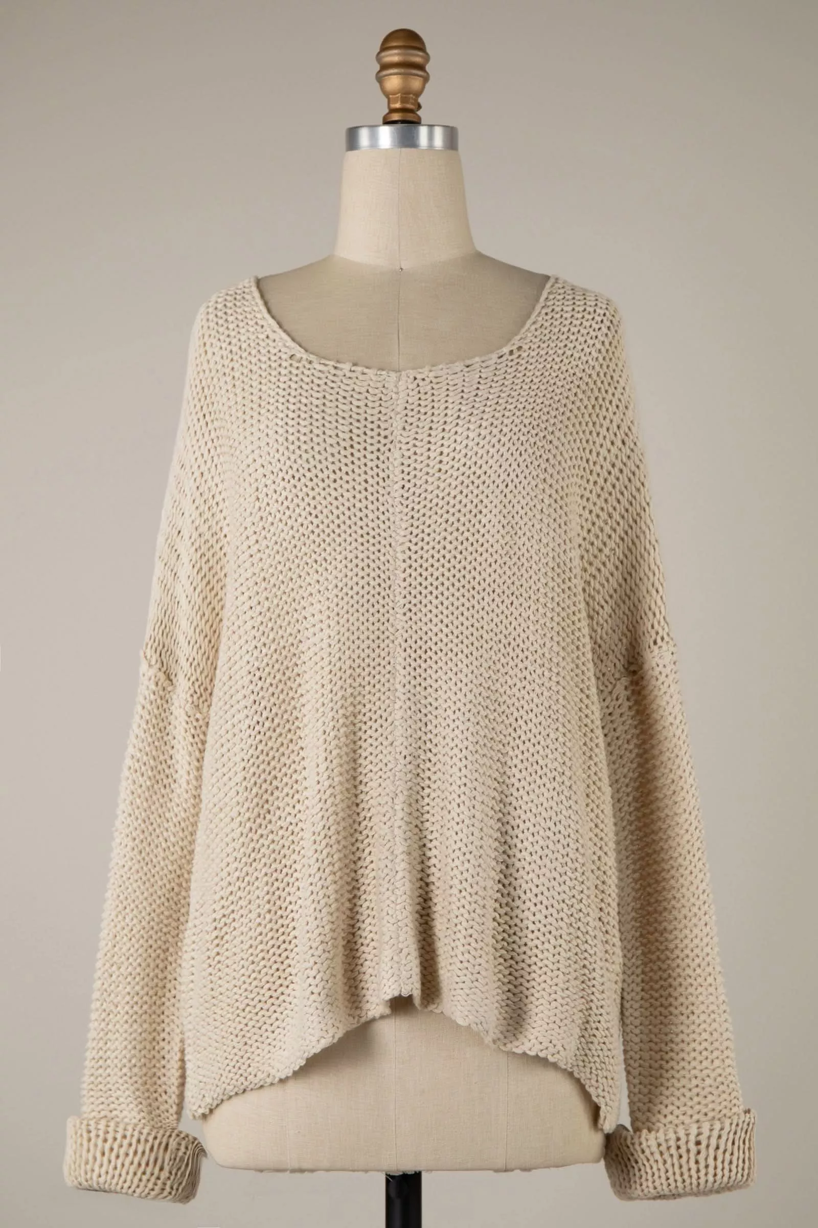 Bradford Beige Oversized Sweater | Boho Pink