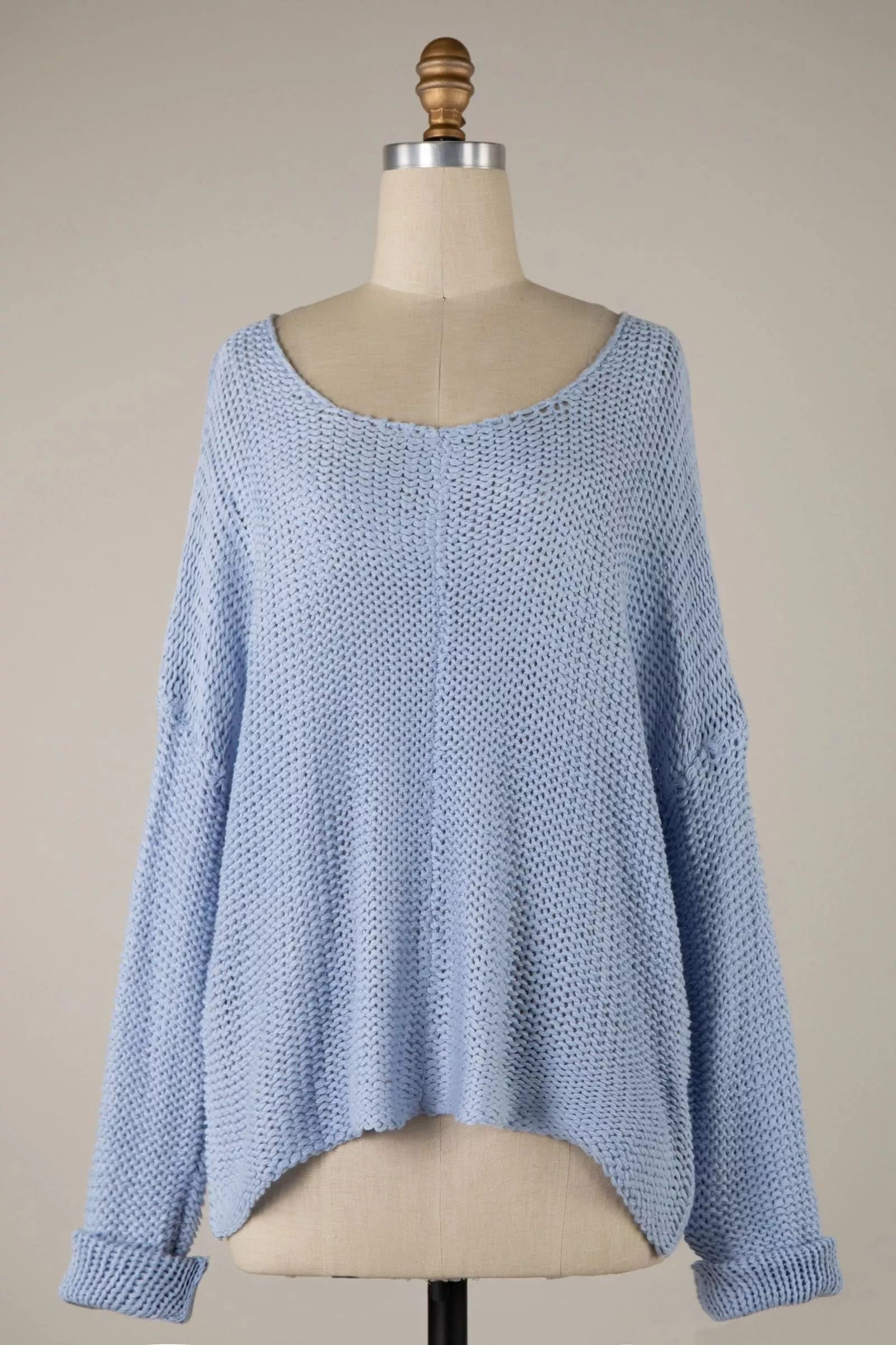 Bradford Sky Blue Oversized Sweater | Boho Pink